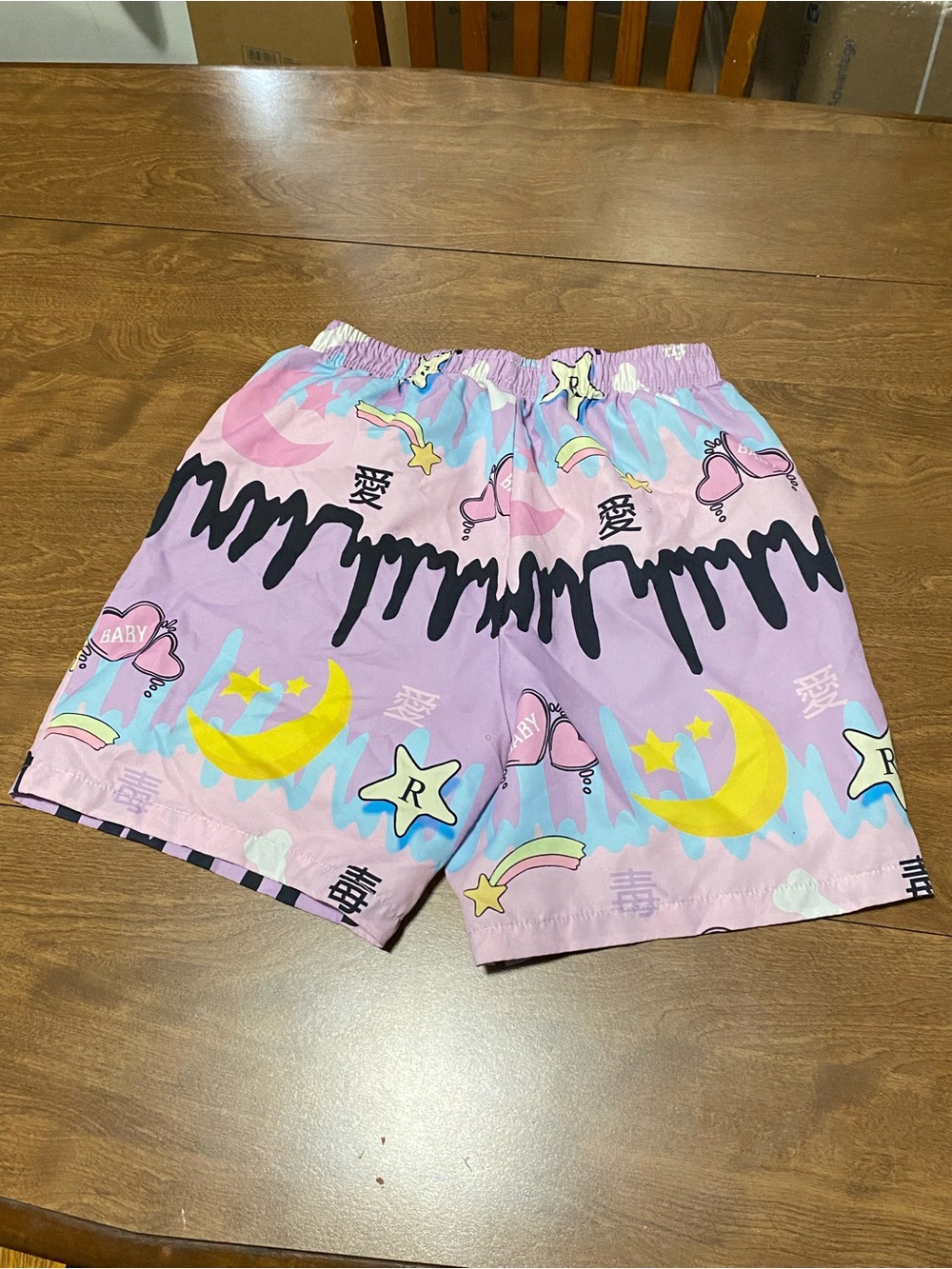 ROMWE Pastel Pink Moon & Stars Graphic Shorts
